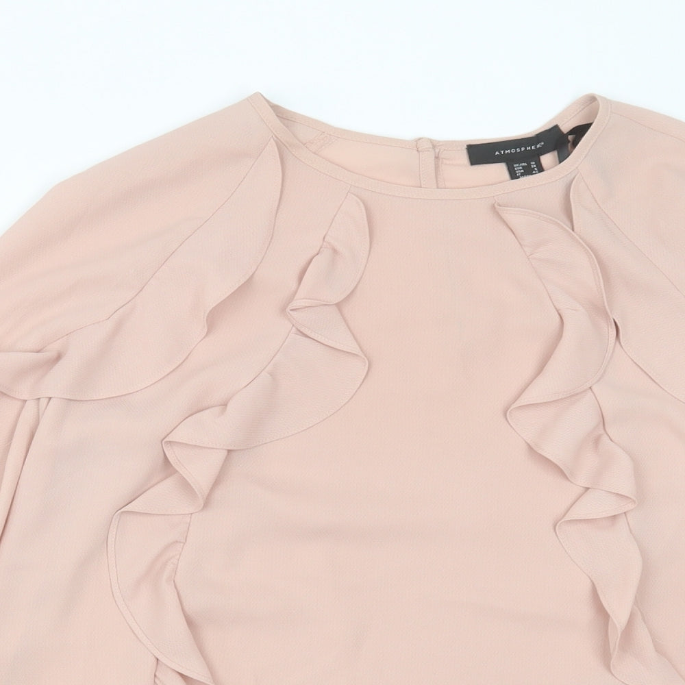 Atmosphere Womens Pink  Polyester Basic Blouse Size 10 Crew Neck