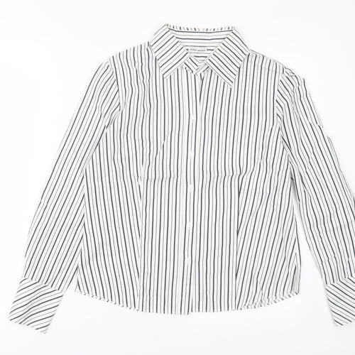 Gerry Weber Womens White Striped Cotton Basic Button-Up Size 10 Collared