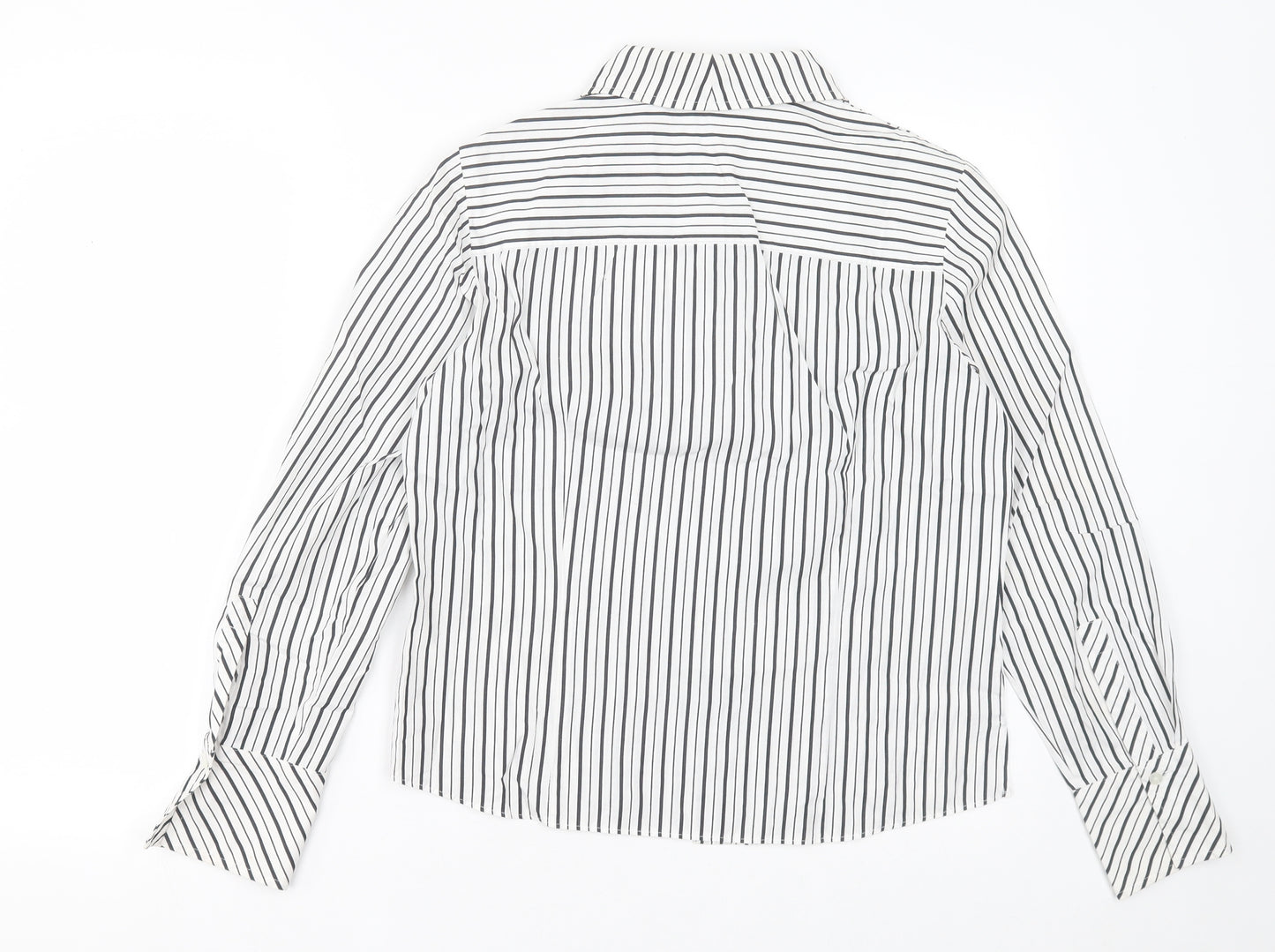 Gerry Weber Womens White Striped Cotton Basic Button-Up Size 10 Collared