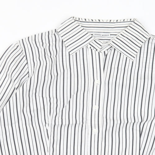 Gerry Weber Womens White Striped Cotton Basic Button-Up Size 10 Collared