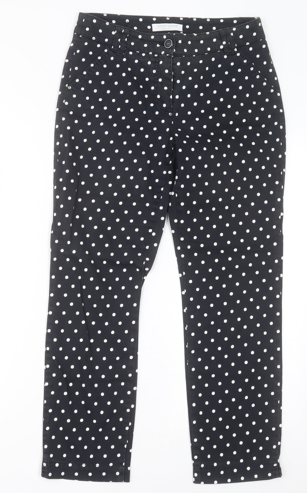 Gerry Weber Womens Black Polka Dot Cotton Trousers  Size 10 L26 in Regular Button