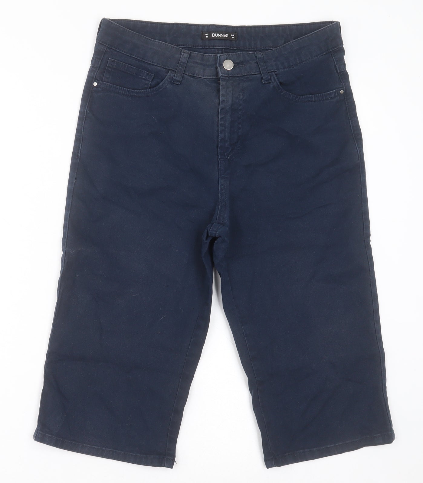 Dunnes Stores Womens Blue  Cotton Bermuda Shorts Size 10 L15 in Regular Button