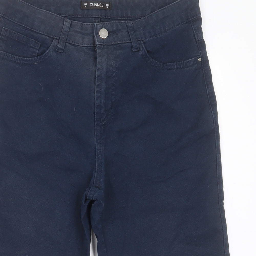 Dunnes Stores Womens Blue  Cotton Bermuda Shorts Size 10 L15 in Regular Button