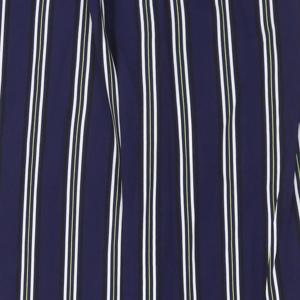 F&F Womens Blue Striped Viscose Trousers  Size 10 L30 in Regular Tie