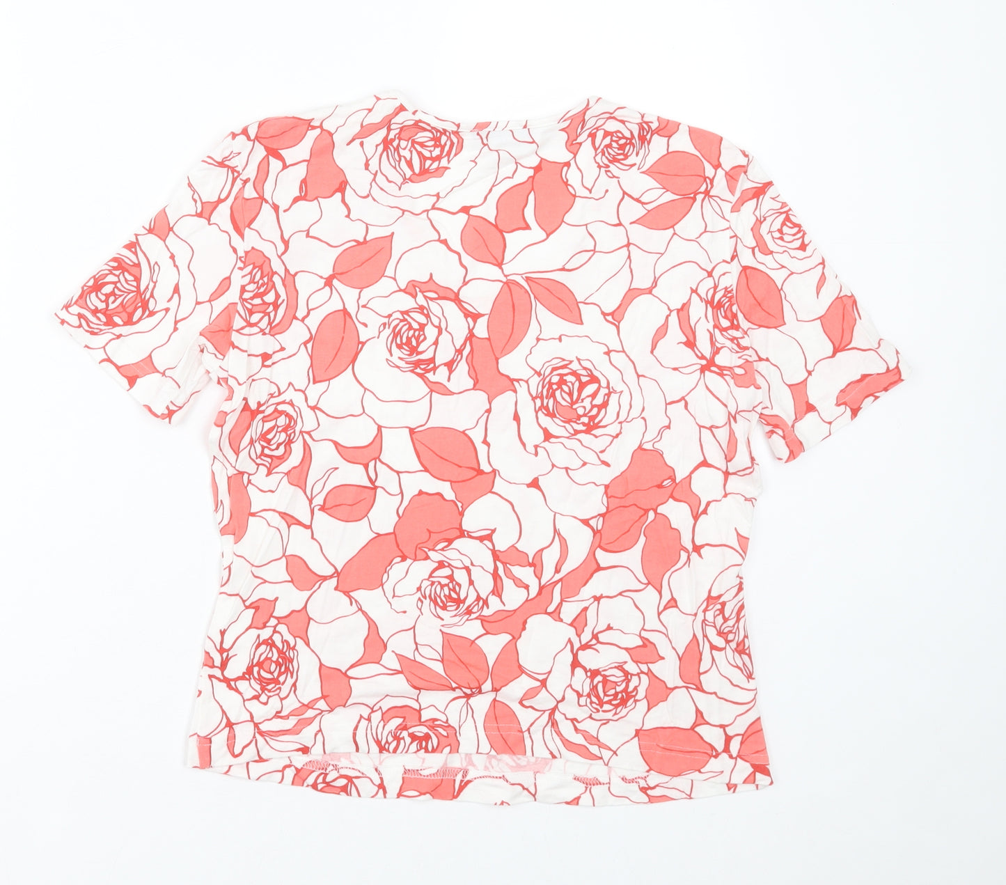 Gerry Weber Womens Pink Floral Viscose Basic T-Shirt Size 10 Crew Neck