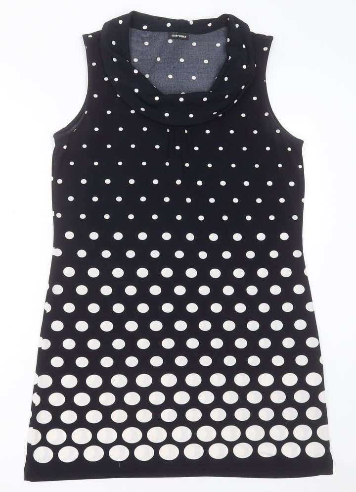 Gerry Weber Womens Blue Polka Dot Polyester A-Line  Size 12  Crew Neck Pullover
