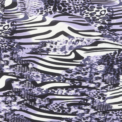 Gelco Womens Purple Animal Print Polyester Basic T-Shirt Size 12 V-Neck