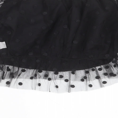 SheIn Womens Black Polka Dot Polyester Cropped Blouse Size S Boat Neck
