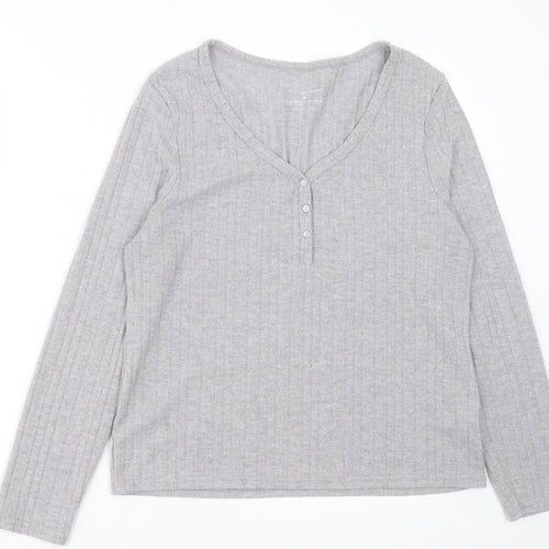 Primark Womens Grey V-Neck  Polyester Pullover Jumper Size M