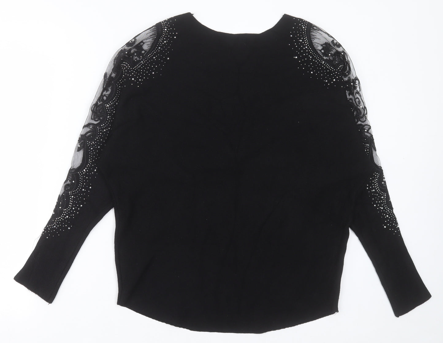 cameo Rose Womens Black Crew Neck  Viscose Pullover Jumper Size M