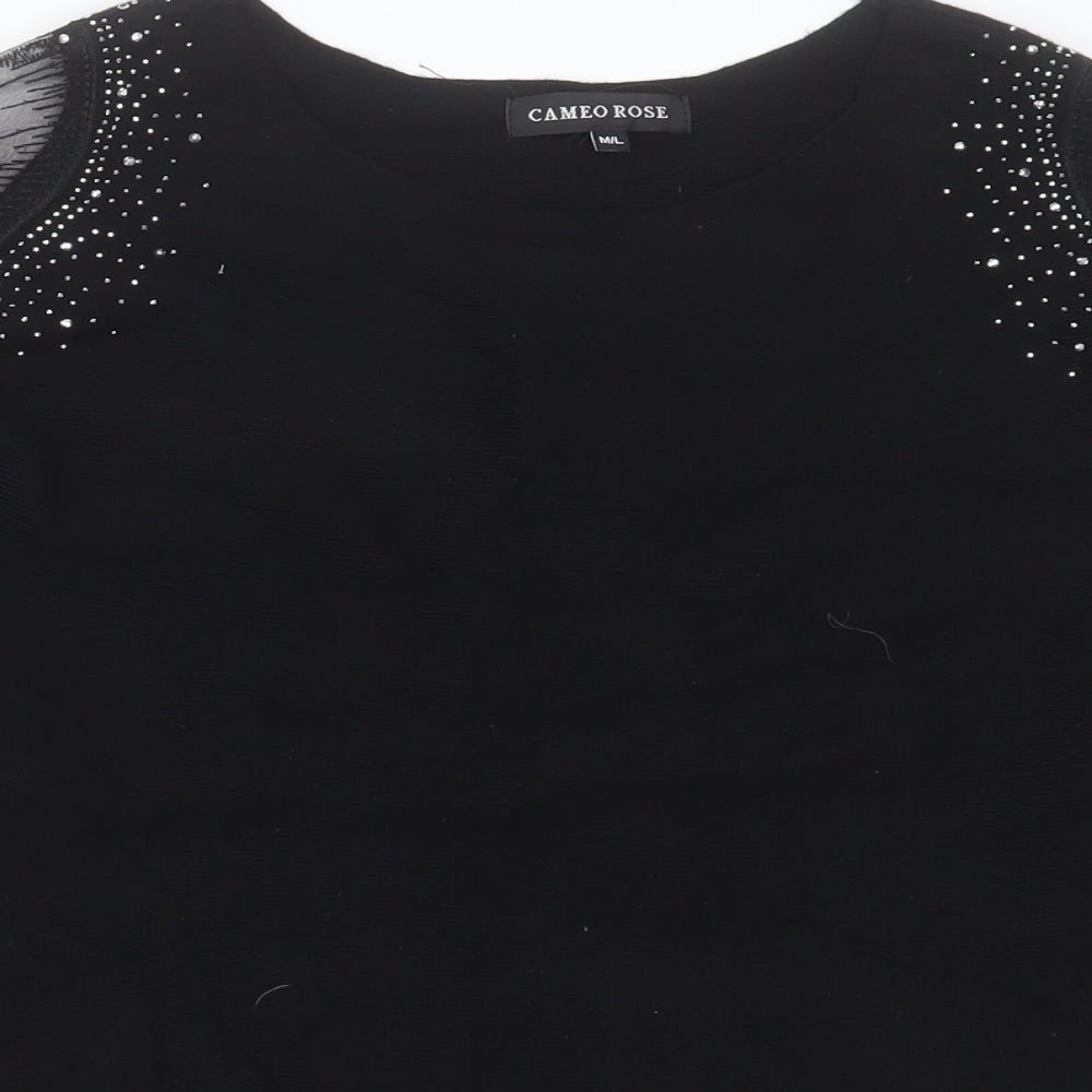 cameo Rose Womens Black Crew Neck  Viscose Pullover Jumper Size M