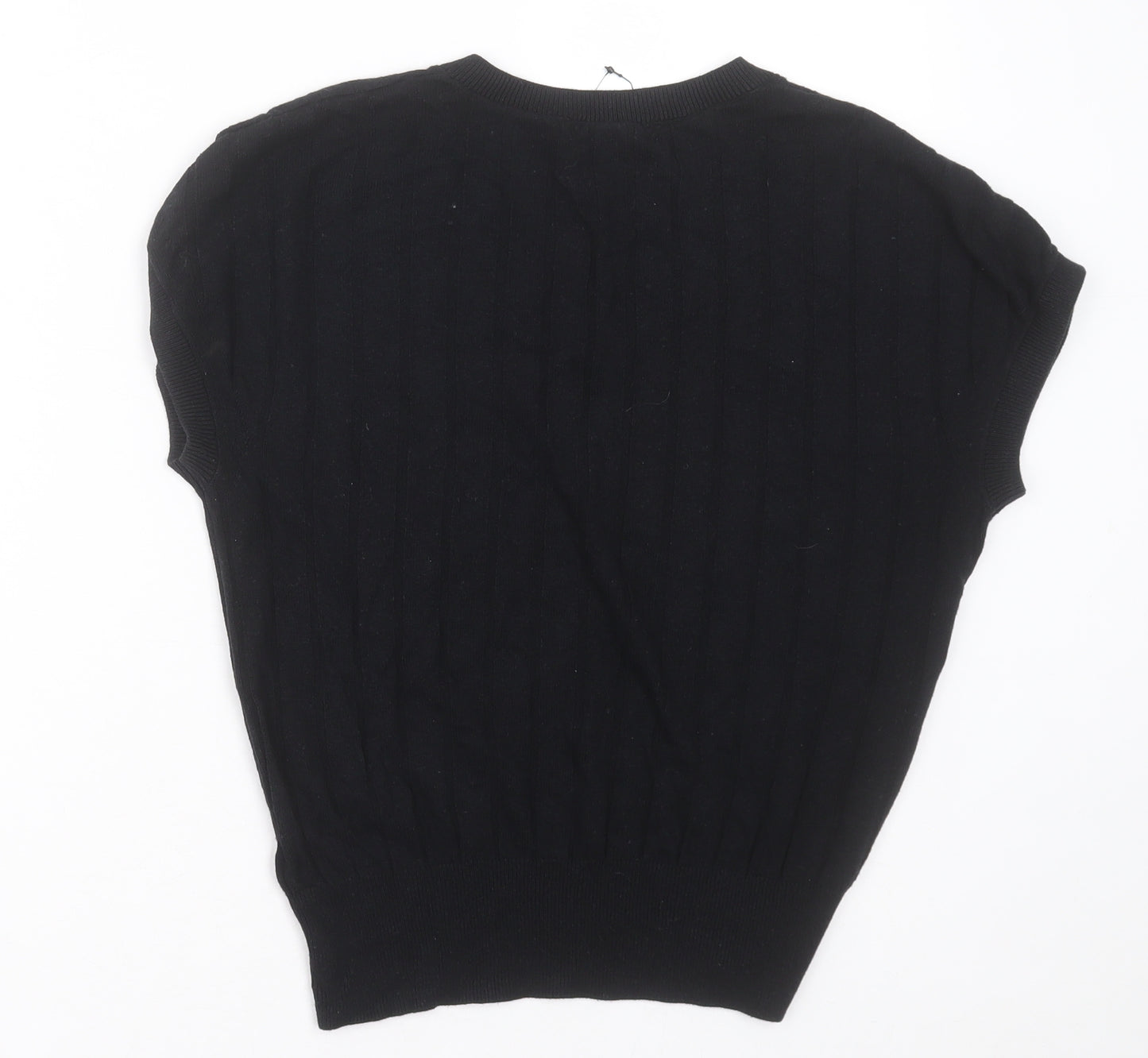 Marks and Spencer Womens Black  Viscose Basic T-Shirt Size M V-Neck