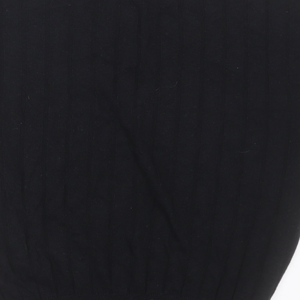 Marks and Spencer Womens Black  Viscose Basic T-Shirt Size M V-Neck