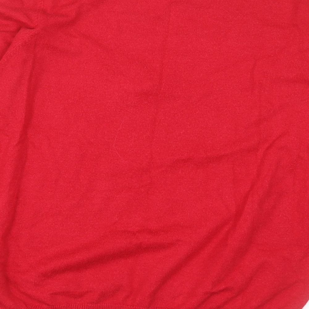 F&F Womens Red Collared  Viscose Pullover Jumper Size 14   - Christmas Jumper