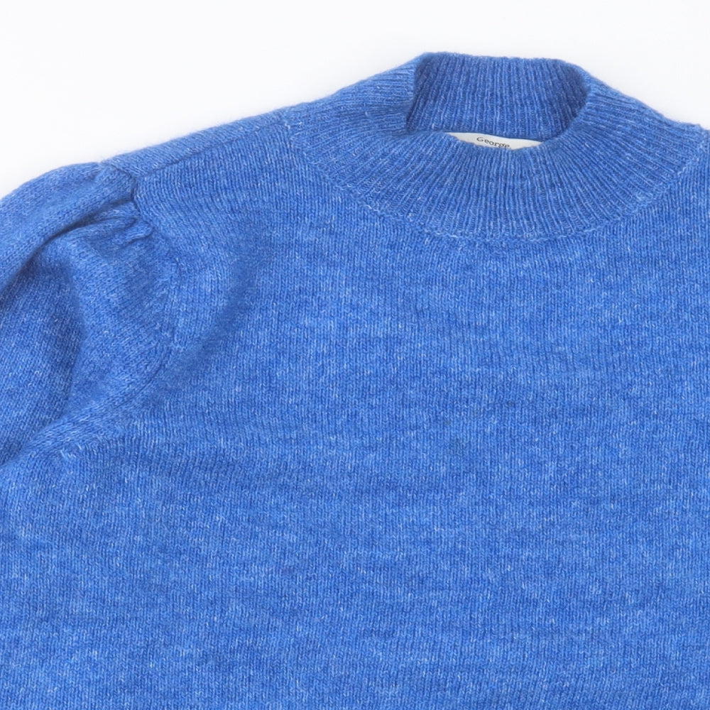 George Womens Blue Crew Neck  Polyester Pullover Jumper Size M