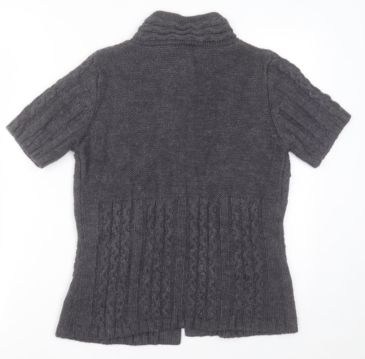 Yessica Womens Grey High Neck  Acrylic Cardigan Jumper Size S