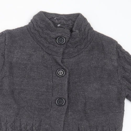 Yessica Womens Grey High Neck  Acrylic Cardigan Jumper Size S
