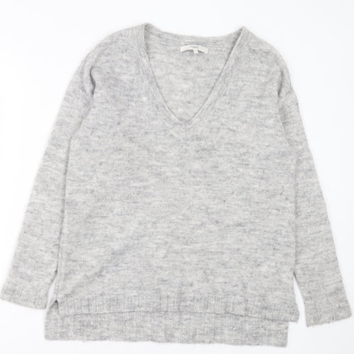 NEXT Womens Grey V-Neck  Acrylic Pullover Jumper Size 10