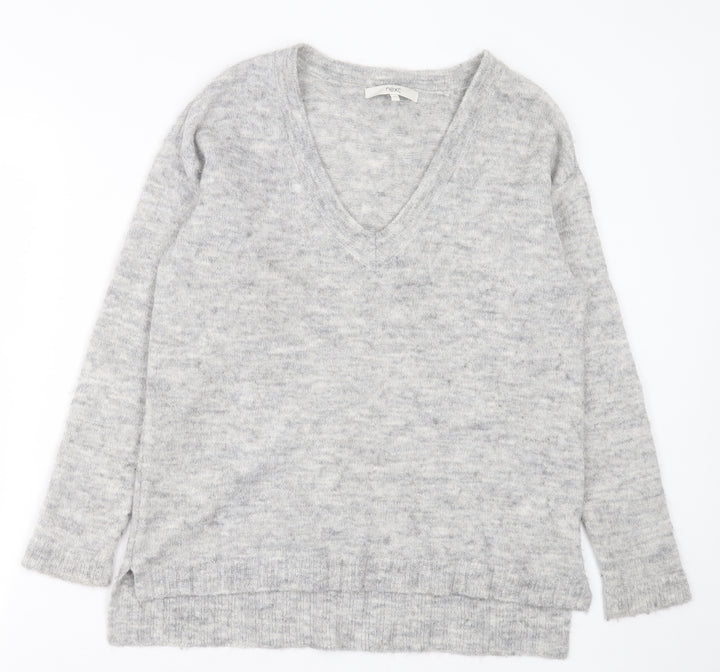 NEXT Womens Grey V-Neck  Acrylic Pullover Jumper Size 10