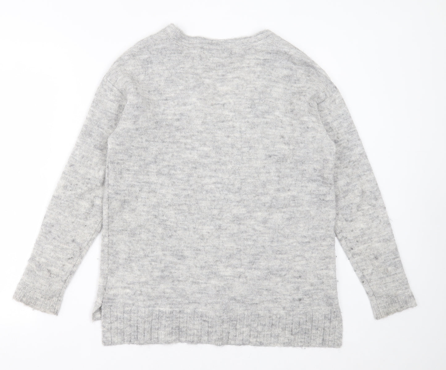NEXT Womens Grey V-Neck  Acrylic Pullover Jumper Size 10