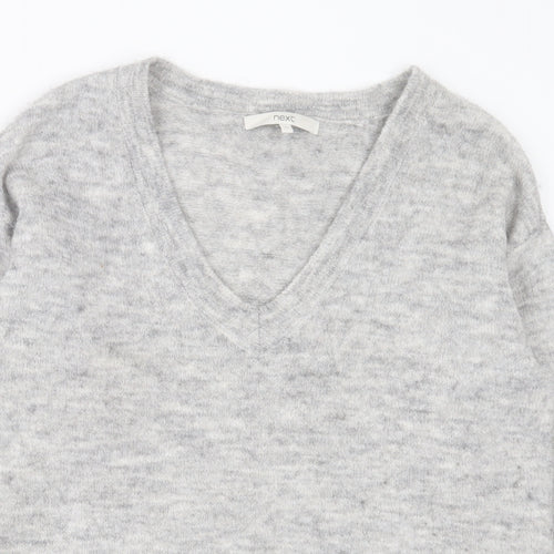 NEXT Womens Grey V-Neck  Acrylic Pullover Jumper Size 10