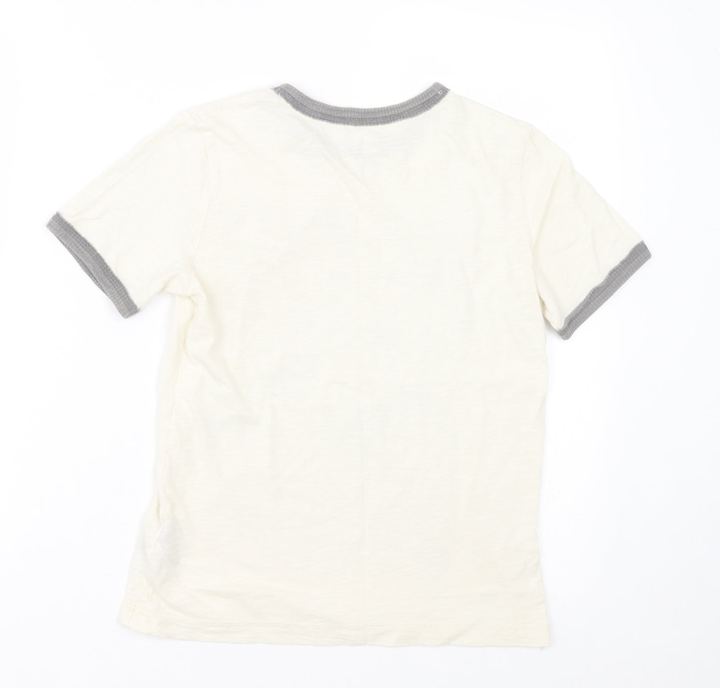 Cherokee Boys Ivory  Cotton Basic T-Shirt Size 8-9 Years Crew Neck Pullover