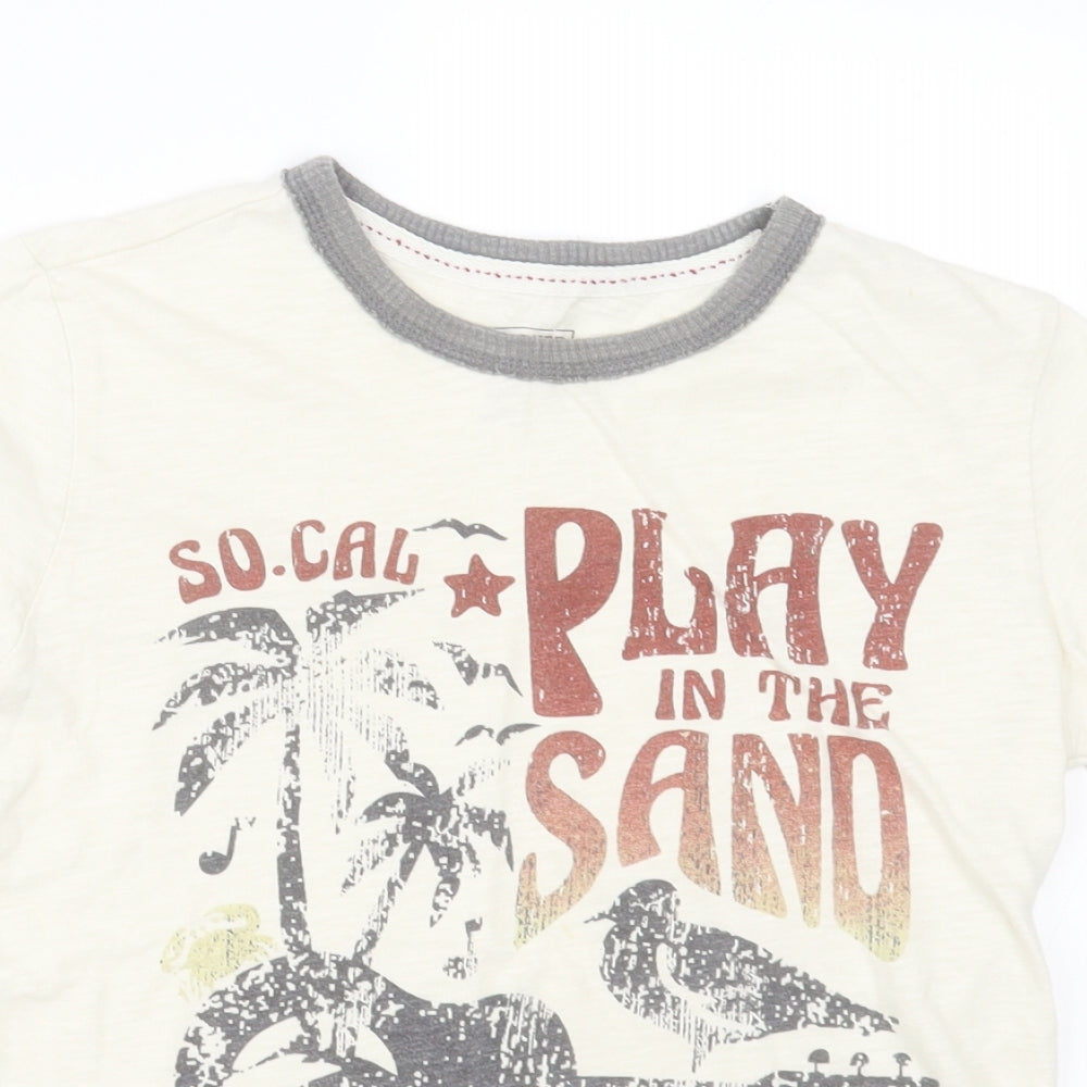 Cherokee Boys Ivory  Cotton Basic T-Shirt Size 8-9 Years Crew Neck Pullover