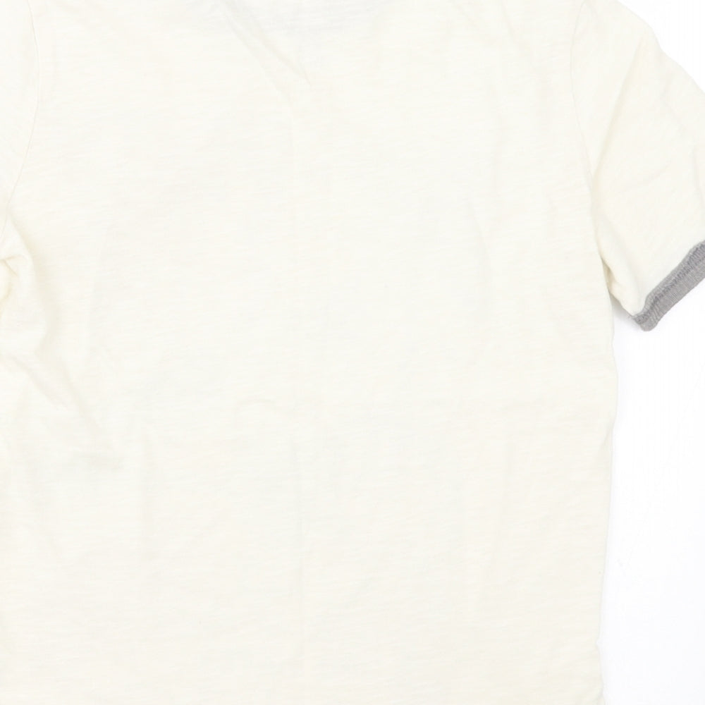 Cherokee Boys Ivory  Cotton Basic T-Shirt Size 8-9 Years Crew Neck Pullover