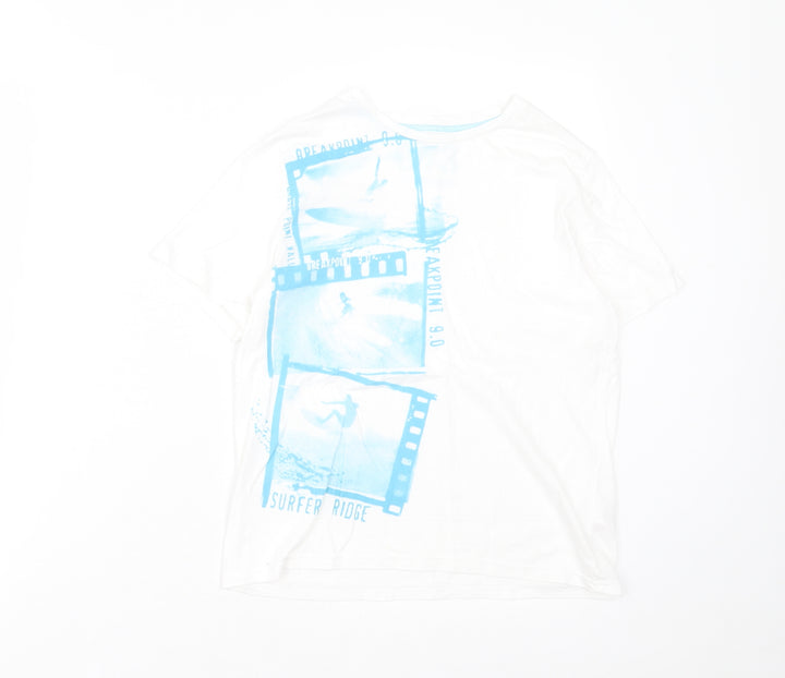 Cherokee Boys White  Cotton Basic T-Shirt Size 9-10 Years Crew Neck Pullover
