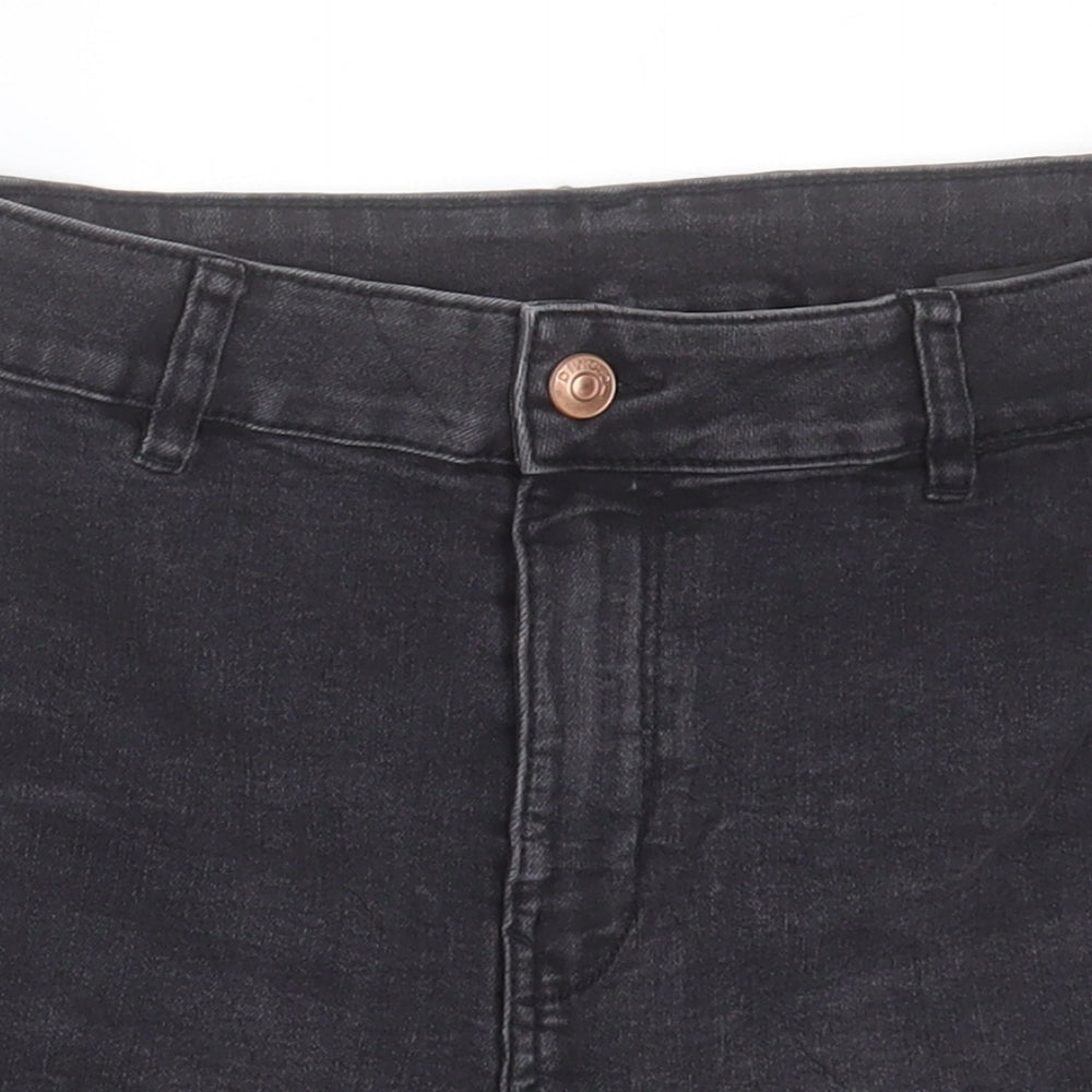 H&M Womens Black  Cotton Boyfriend Shorts Size 10 L3 in Regular Button