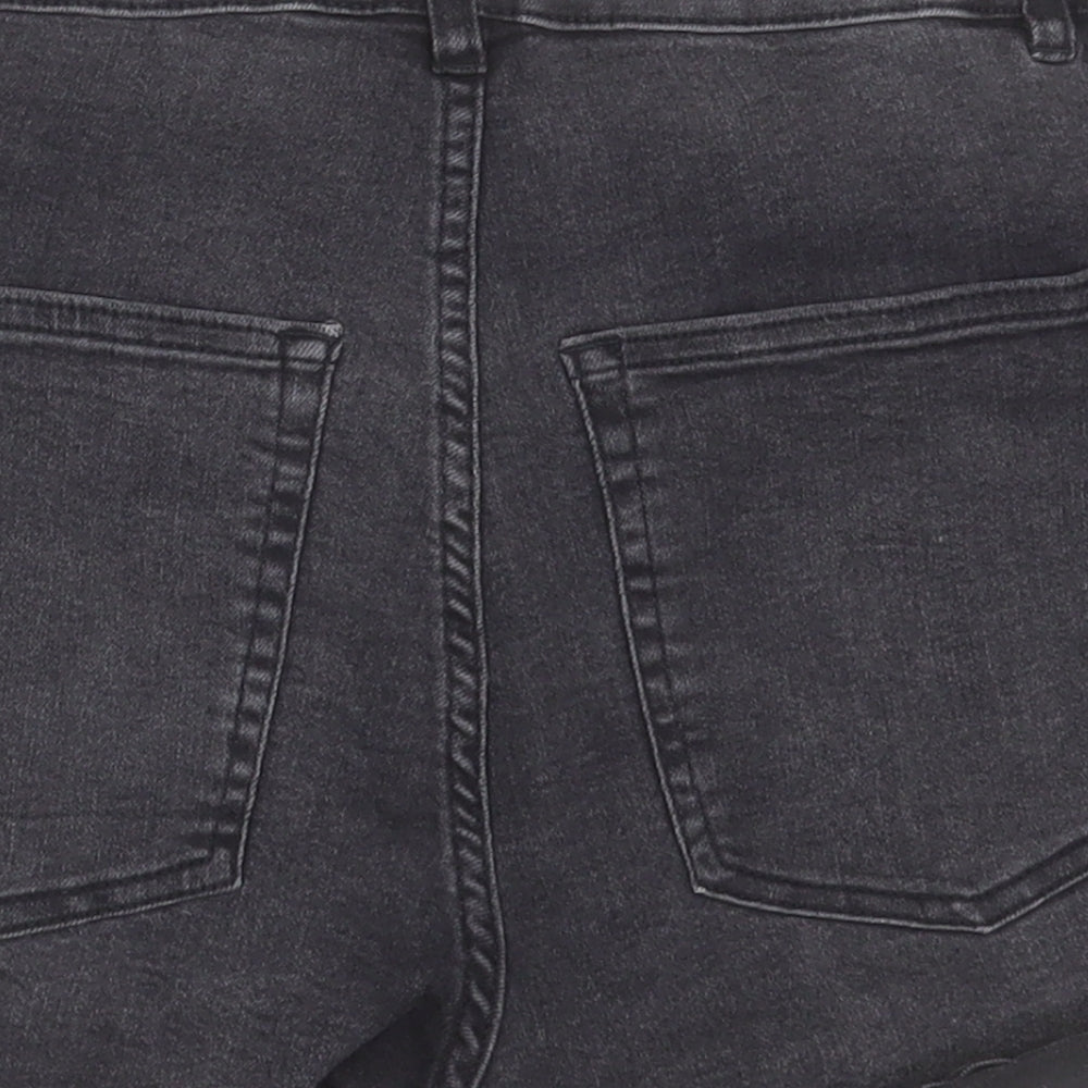 H&M Womens Black  Cotton Boyfriend Shorts Size 10 L3 in Regular Button