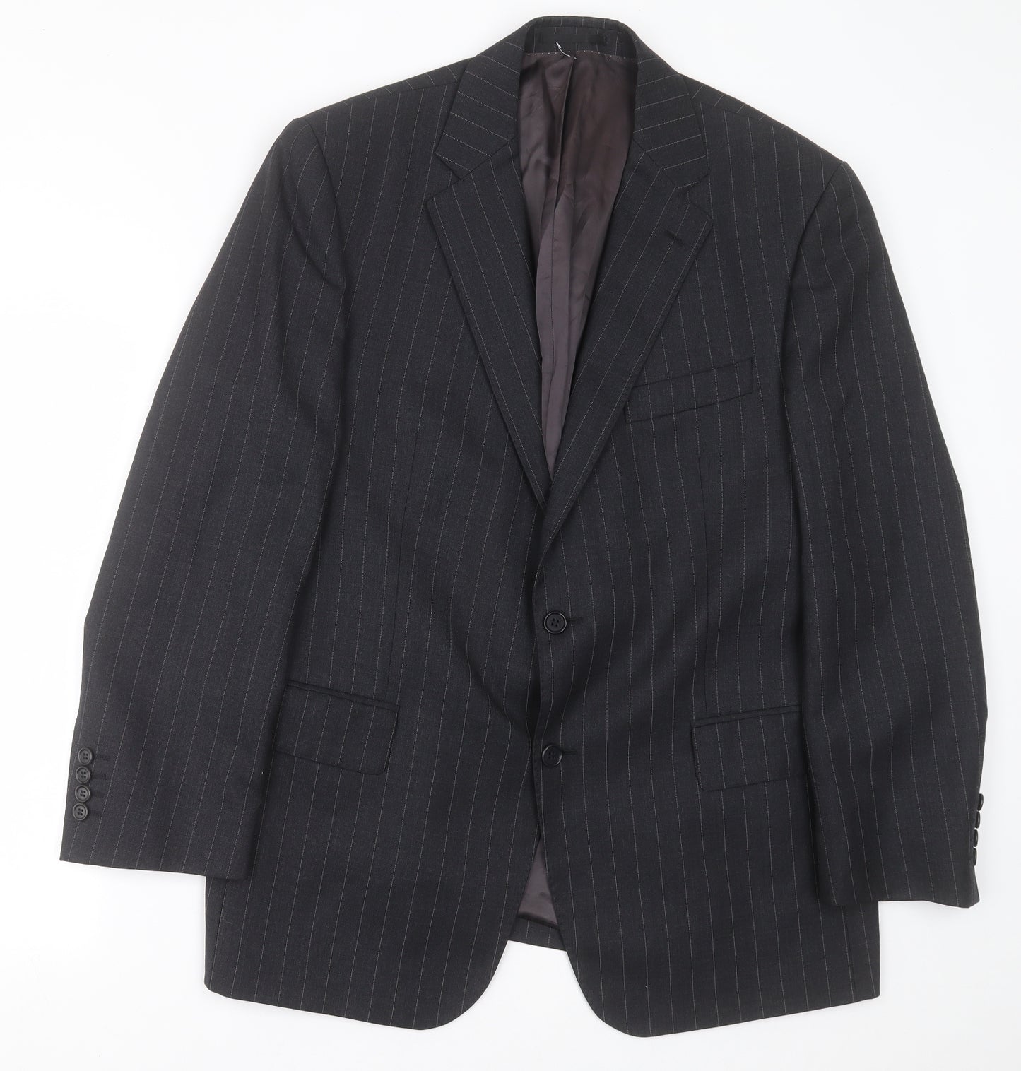 Magee Mens Grey Striped Wool Jacket Suit Jacket Size 40