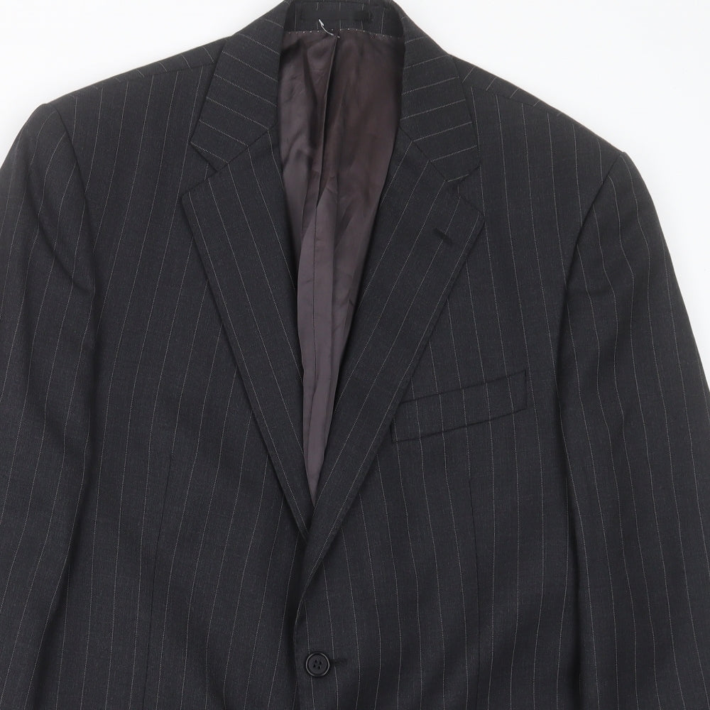 Magee Mens Grey Striped Wool Jacket Suit Jacket Size 40