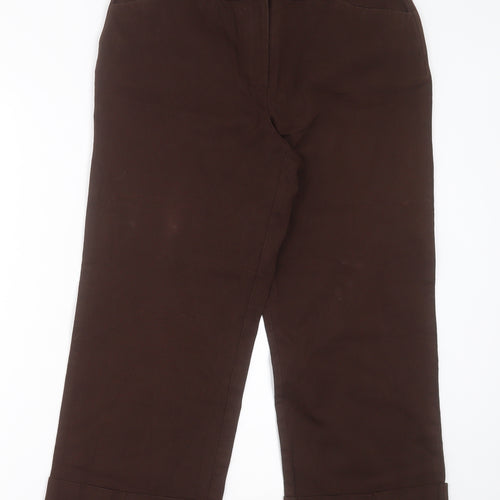 Style & Co Womens Brown  Cotton Cropped Trousers Size 12 L24 in Regular Hook & Eye