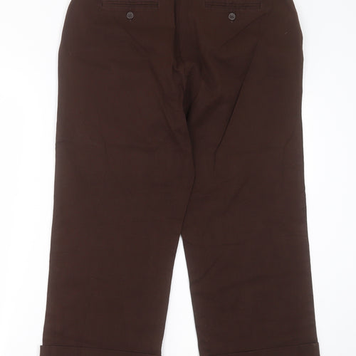 Style & Co Womens Brown  Cotton Cropped Trousers Size 12 L24 in Regular Hook & Eye