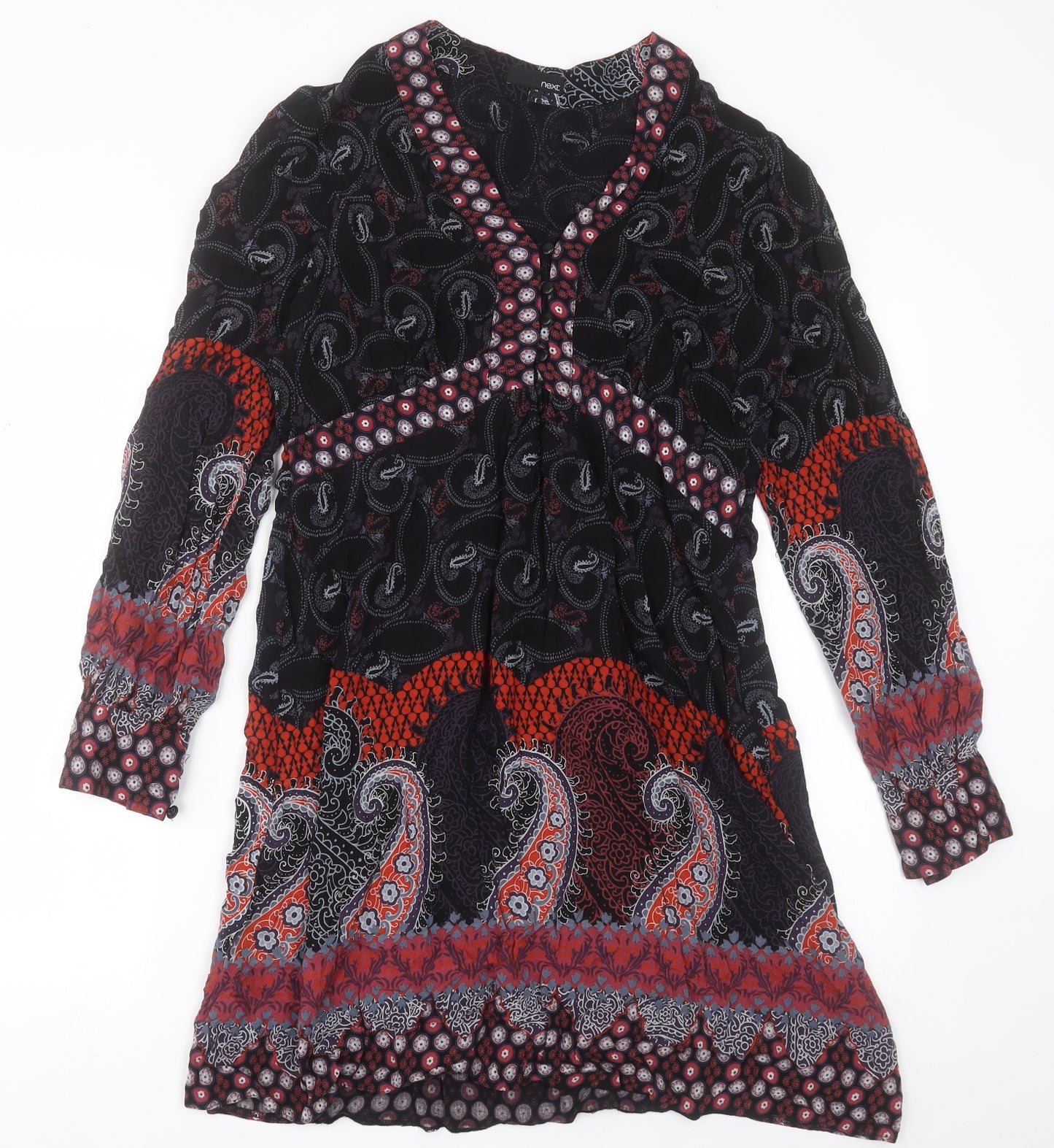 NEXT Womens Multicoloured Geometric Viscose A-Line  Size 16  V-Neck Zip