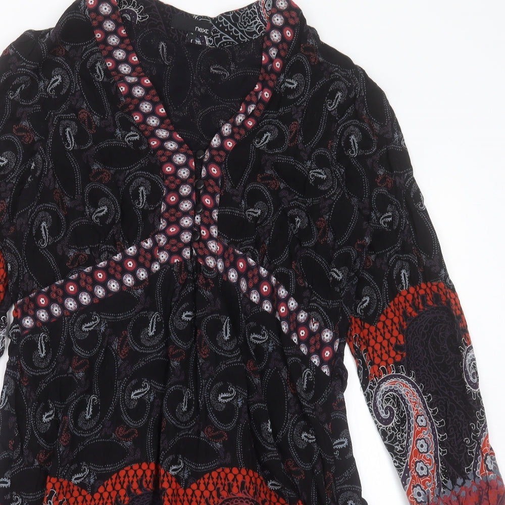 NEXT Womens Multicoloured Geometric Viscose A-Line  Size 16  V-Neck Zip
