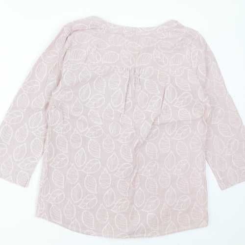 Faithful & True Womens Pink Geometric Polyester Basic Polo Size 12 V-Neck