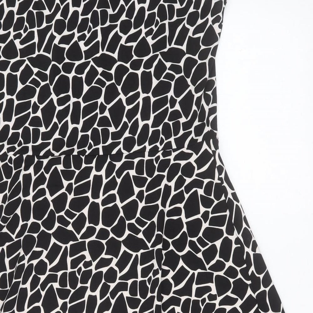Dorothy Perkins Womens Black Geometric Polyester A-Line  Size 14   Button