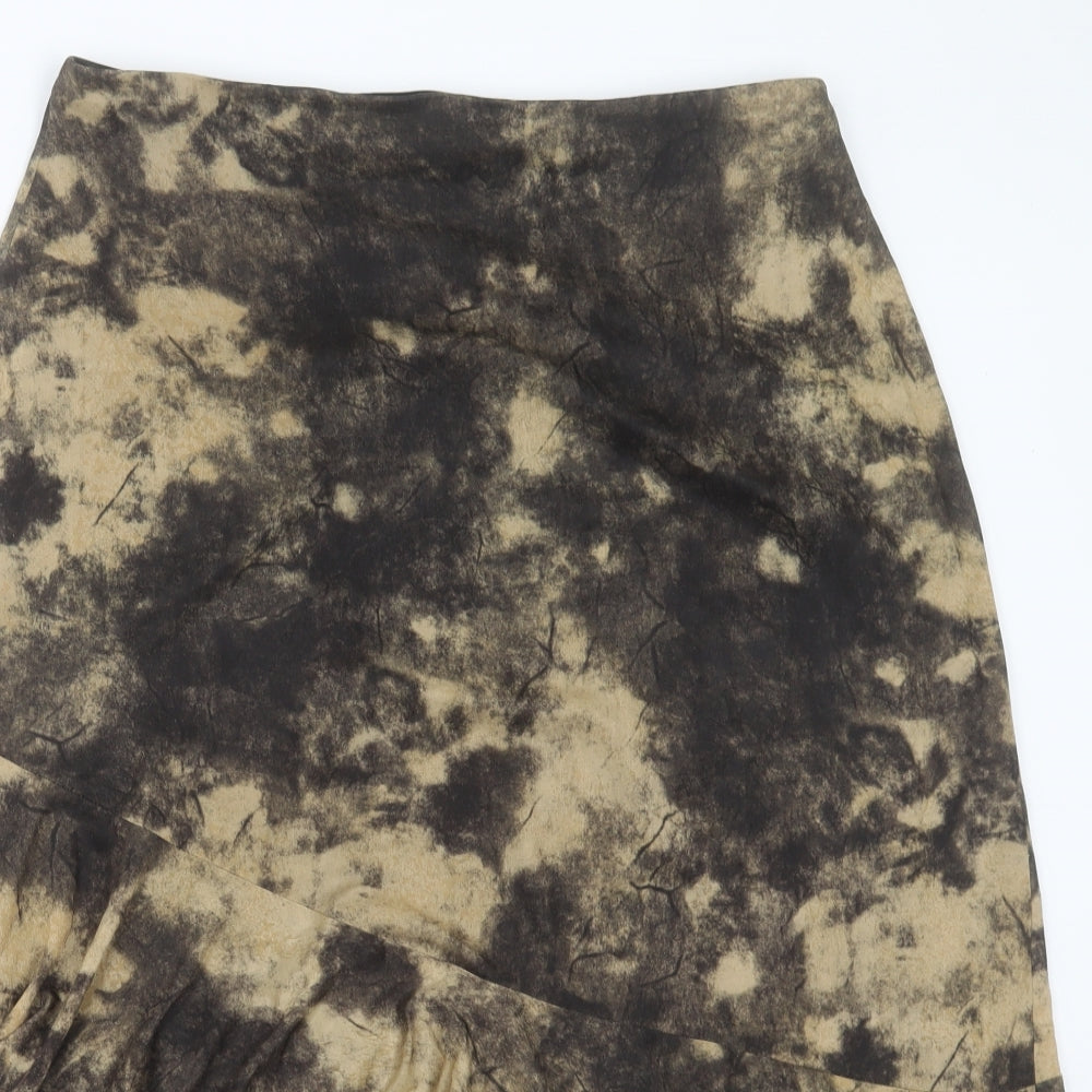 Preworn Womens Brown Geometric Polyester A-Line Skirt Size XL