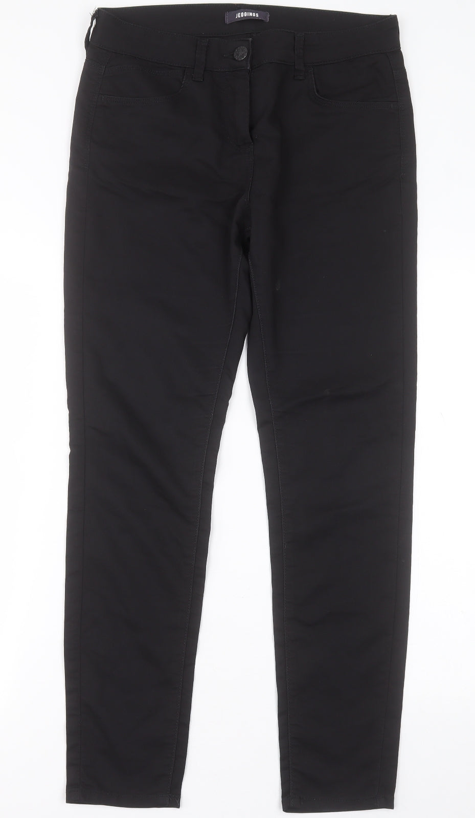Marks and Spencer Womens Black  Cotton Jegging Trousers Size 12 L29 in Regular Button