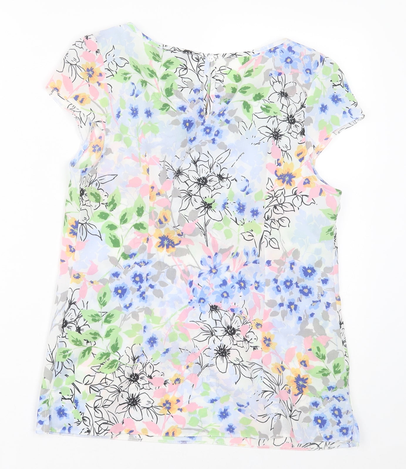 Dorothy Perkins Womens Multicoloured Floral Polyester Basic T-Shirt Size 8 Boat Neck