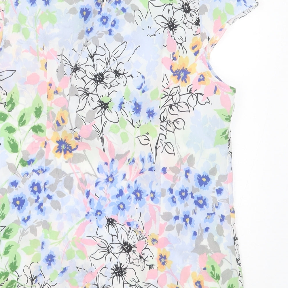 Dorothy Perkins Womens Multicoloured Floral Polyester Basic T-Shirt Size 8 Boat Neck