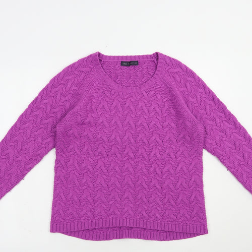 Marks and Spencer Womens Purple Crew Neck  Acrylic Pullover Jumper Size 10
