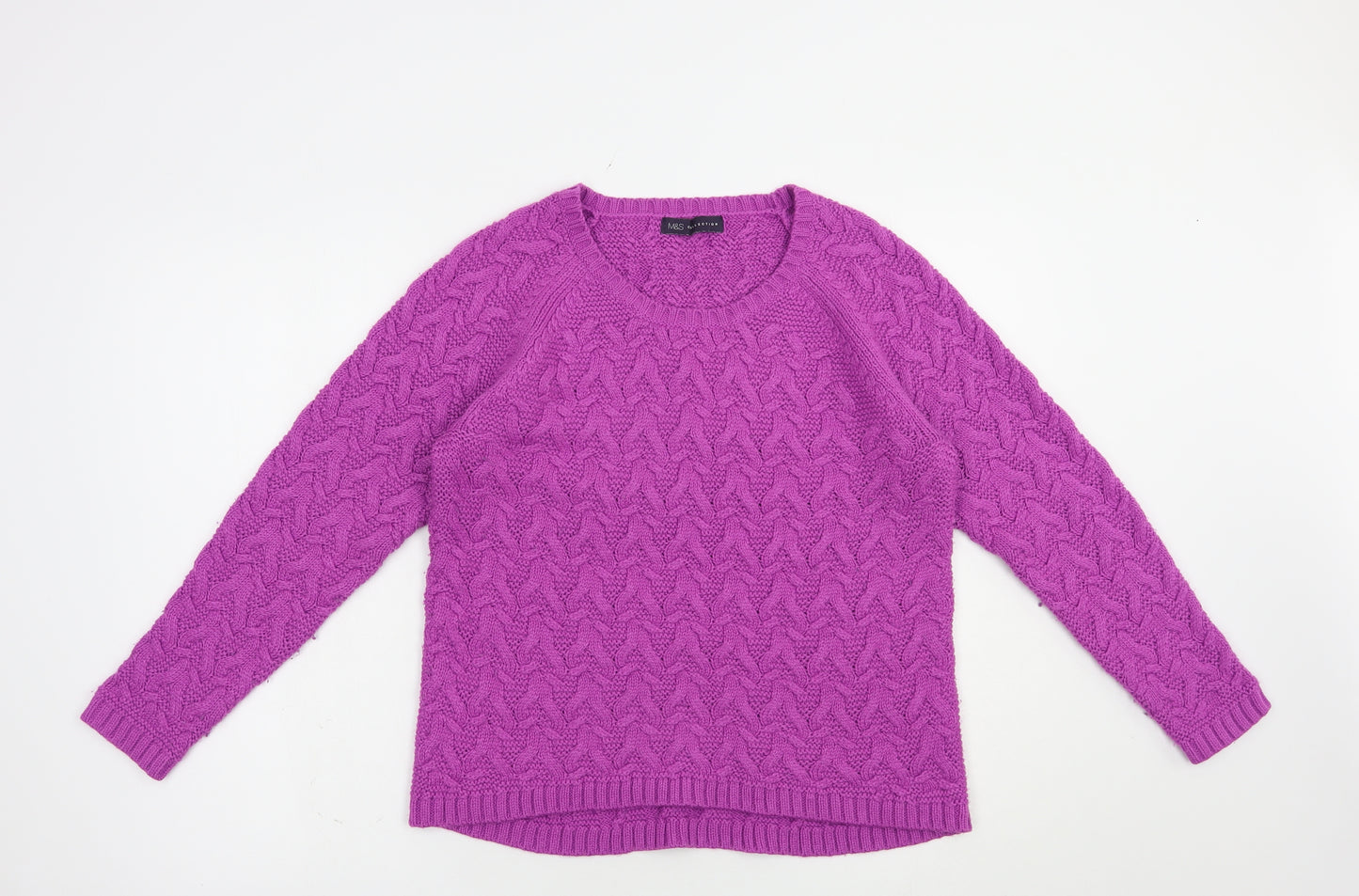 Marks and Spencer Womens Purple Crew Neck  Acrylic Pullover Jumper Size 10