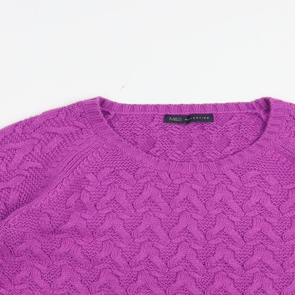 Marks and Spencer Womens Purple Crew Neck  Acrylic Pullover Jumper Size 10