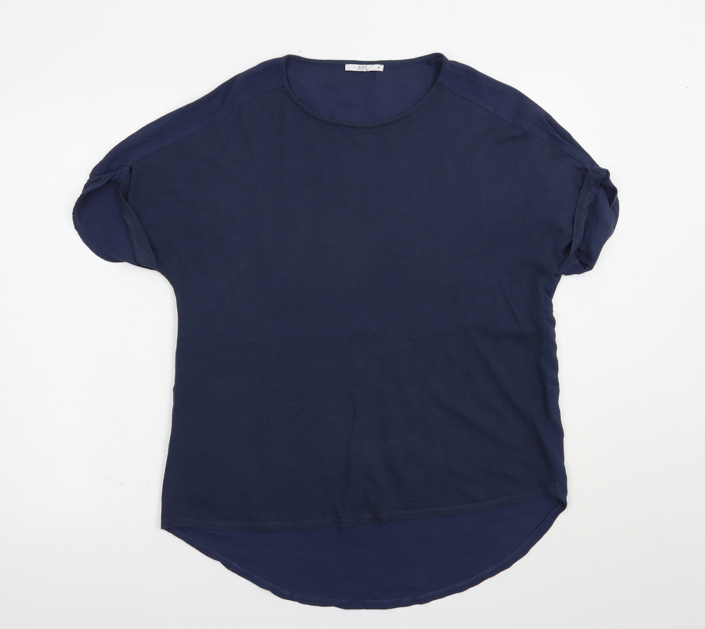 Esprit Womens Blue  Cotton Basic T-Shirt Size M Crew Neck
