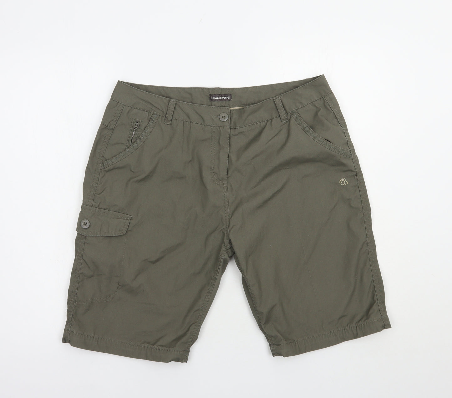 Craghoppers Womens Green  Polyester Cargo Shorts Size 14 L12 in Regular Button