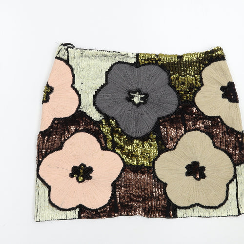 French Connection Womens Multicoloured Floral Viscose Mini Skirt Size 10   Zip