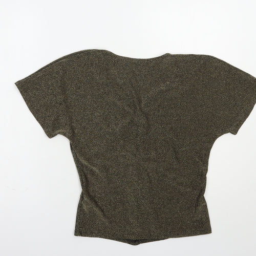 Marks and Spencer Womens Gold  Polyamide Basic Blouse Size S V-Neck